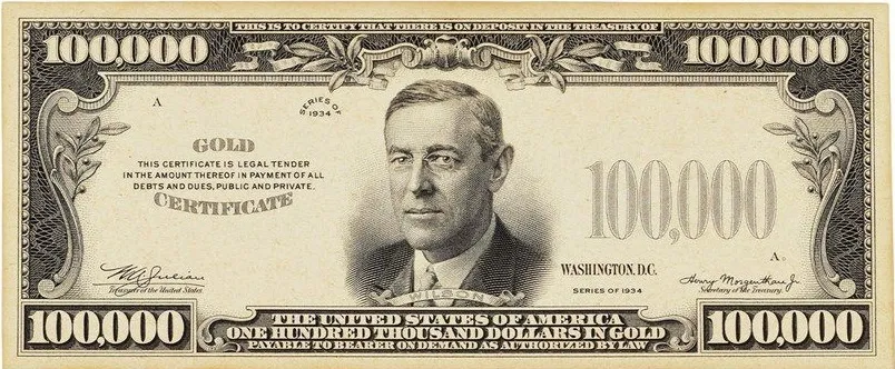 1934 $100,000 Gold Certificate Specimen PCGS Gem New 65 PPQ