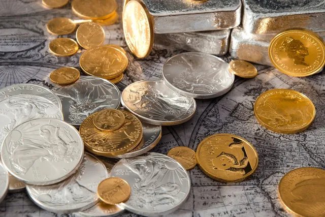 Gold and Silver bullion, Eagles, bars and coins