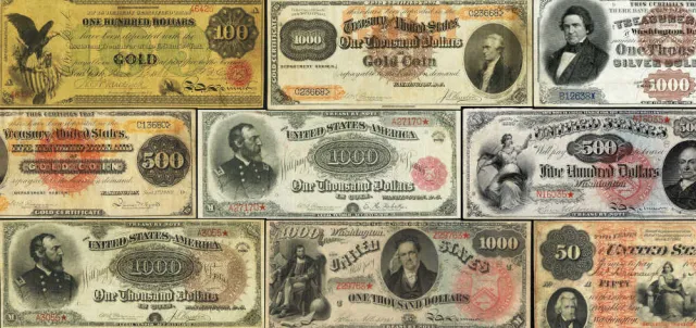 Rare collectible US paper currency and banknotes